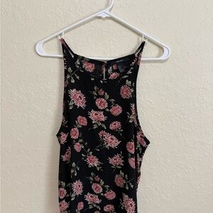 Forever 21 Black and Pink Floral Tank Top